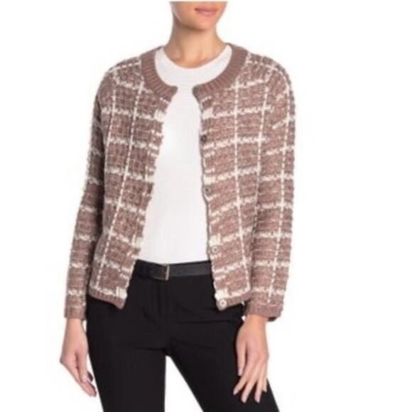 MICHELLE NICOLE Brown White Cardigan Sweater M NWT - Picture 9 of 9